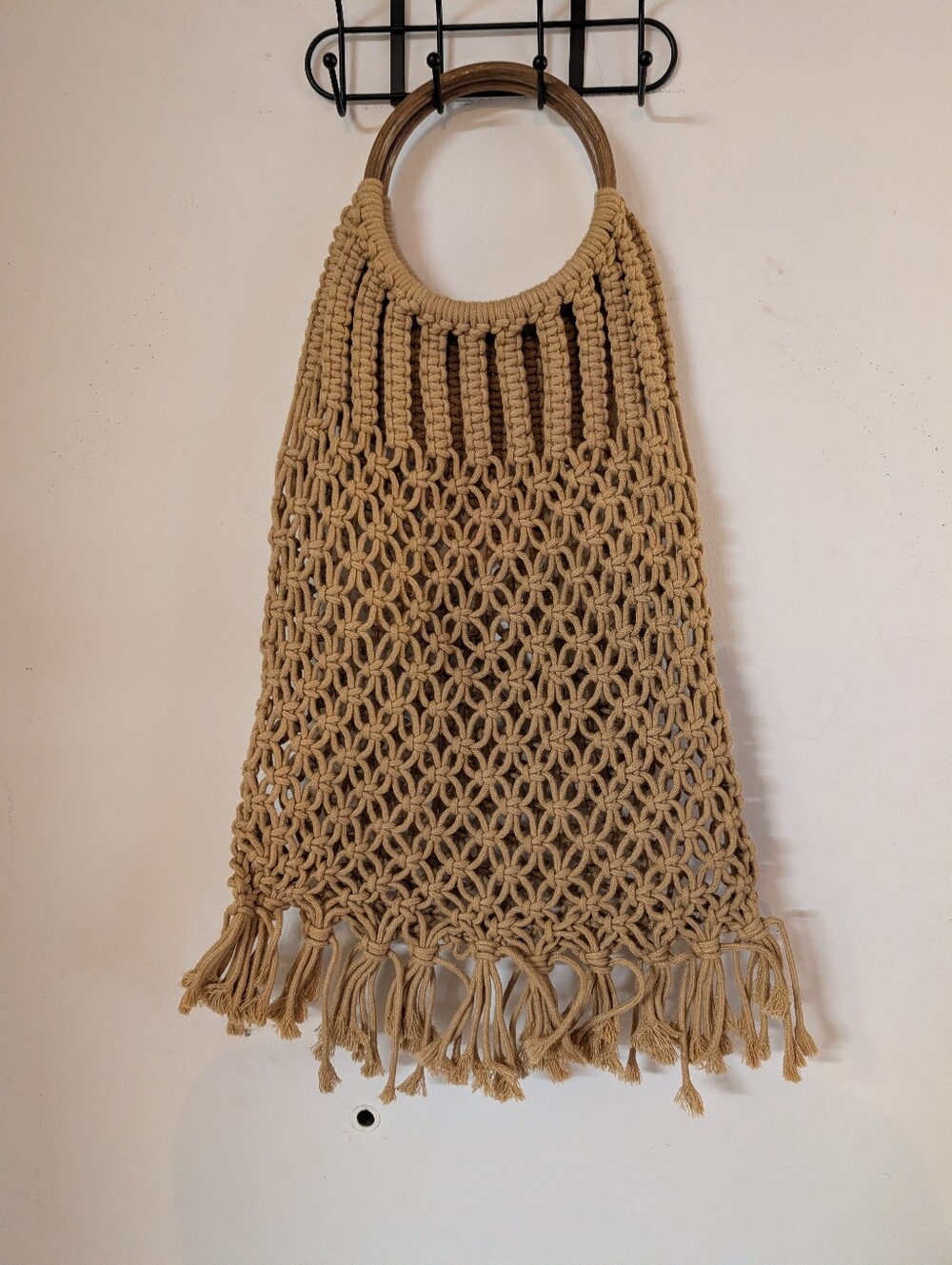 Macrame And Wood Purse